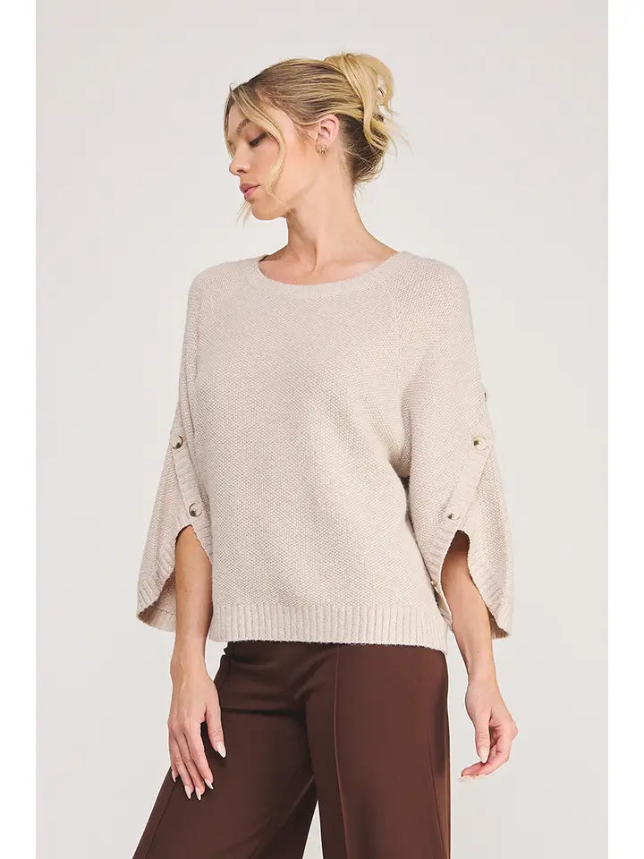 Latte Love Button-Sleeve Sweater