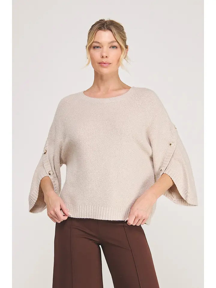 Latte Love Button-Sleeve Sweater