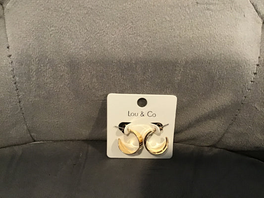 Gold-Dipped Crossed Flat Hoop Earring