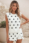 Pia Polka Dot Print Tank Split Mini Skort