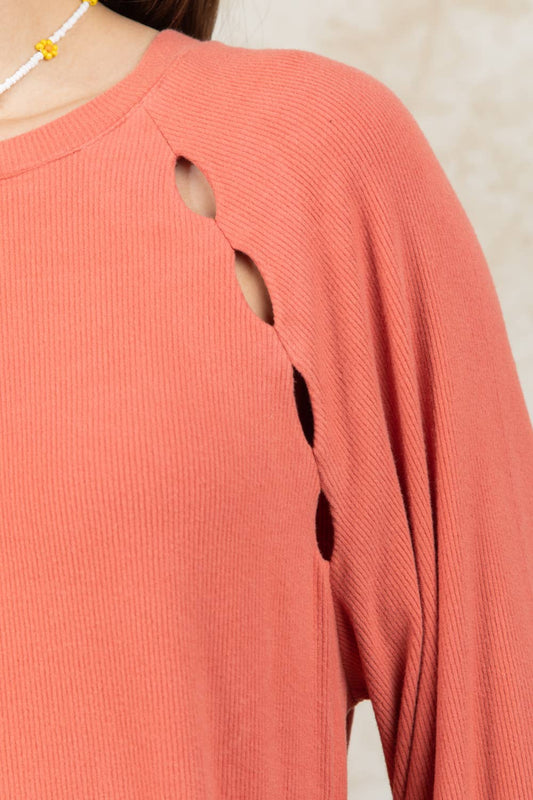 Casual Oversized Cutout Knit Top