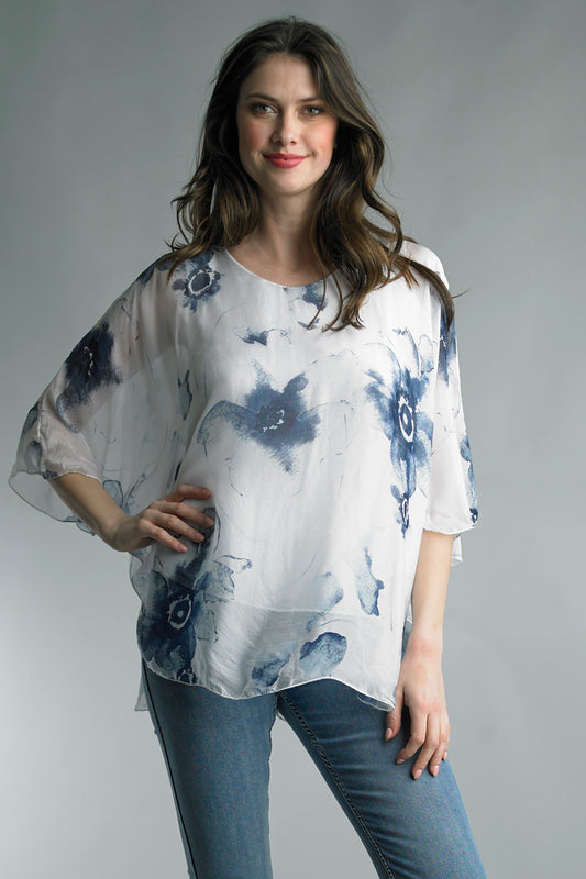 Tempo Paris Printed Poncho Blouse