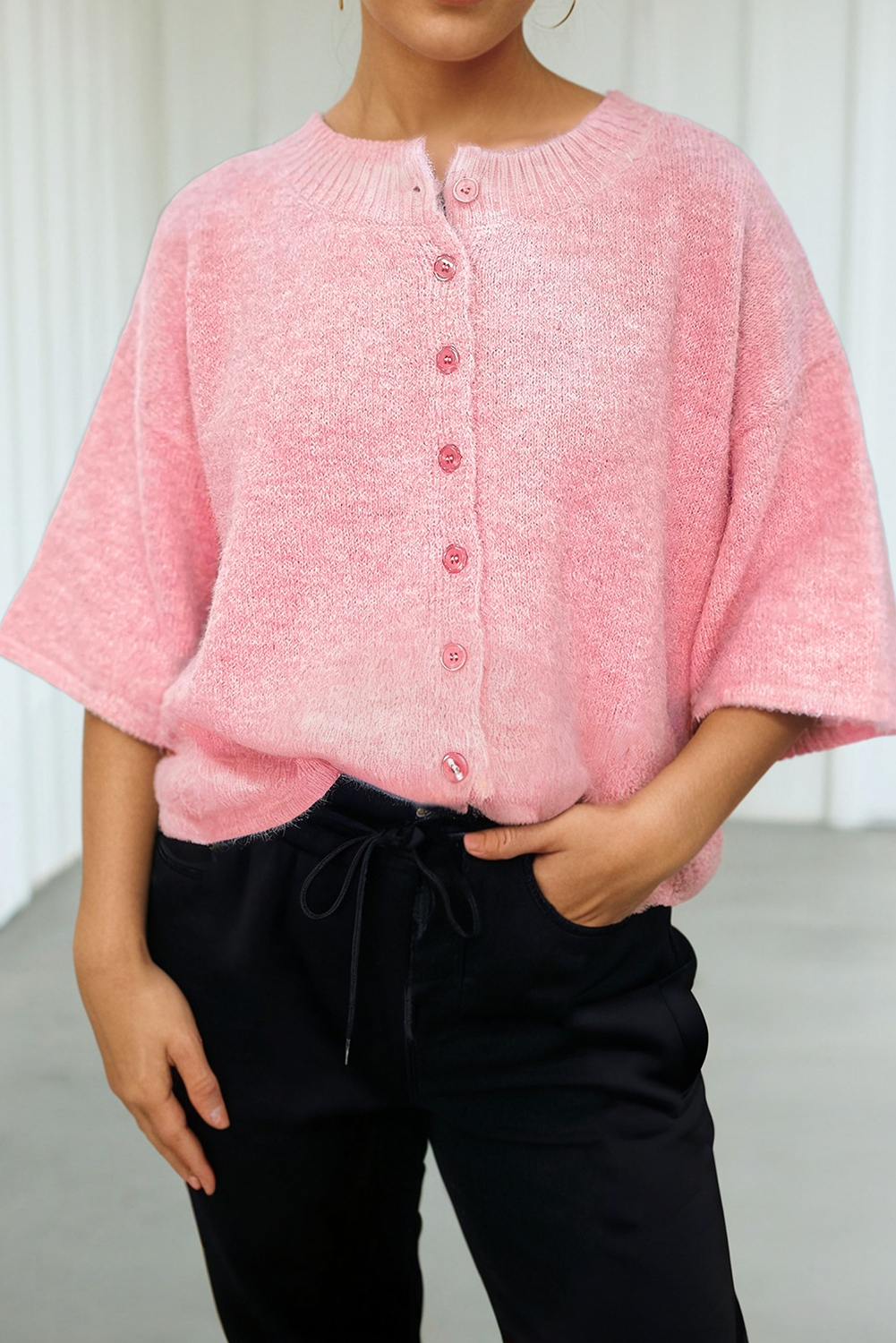Bree Boxy Knit Button Down Sweater