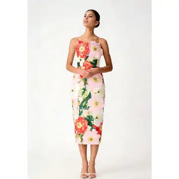 Summer Floral Embroidered Strapless Maxi