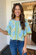 Prue Floral Printed Lace Half Sleeve Top