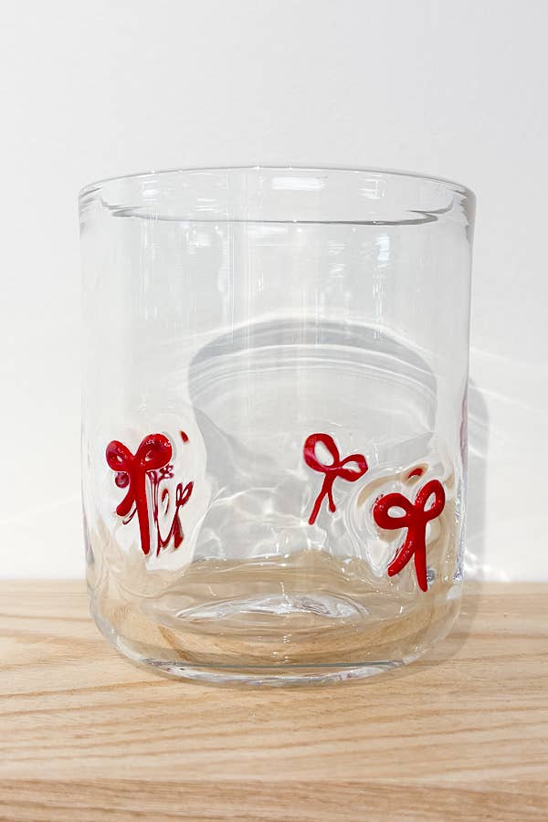Red Bow Drinking Glass