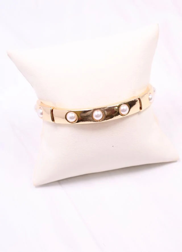 Addy Stretch Bracelet with Pearls GOLD