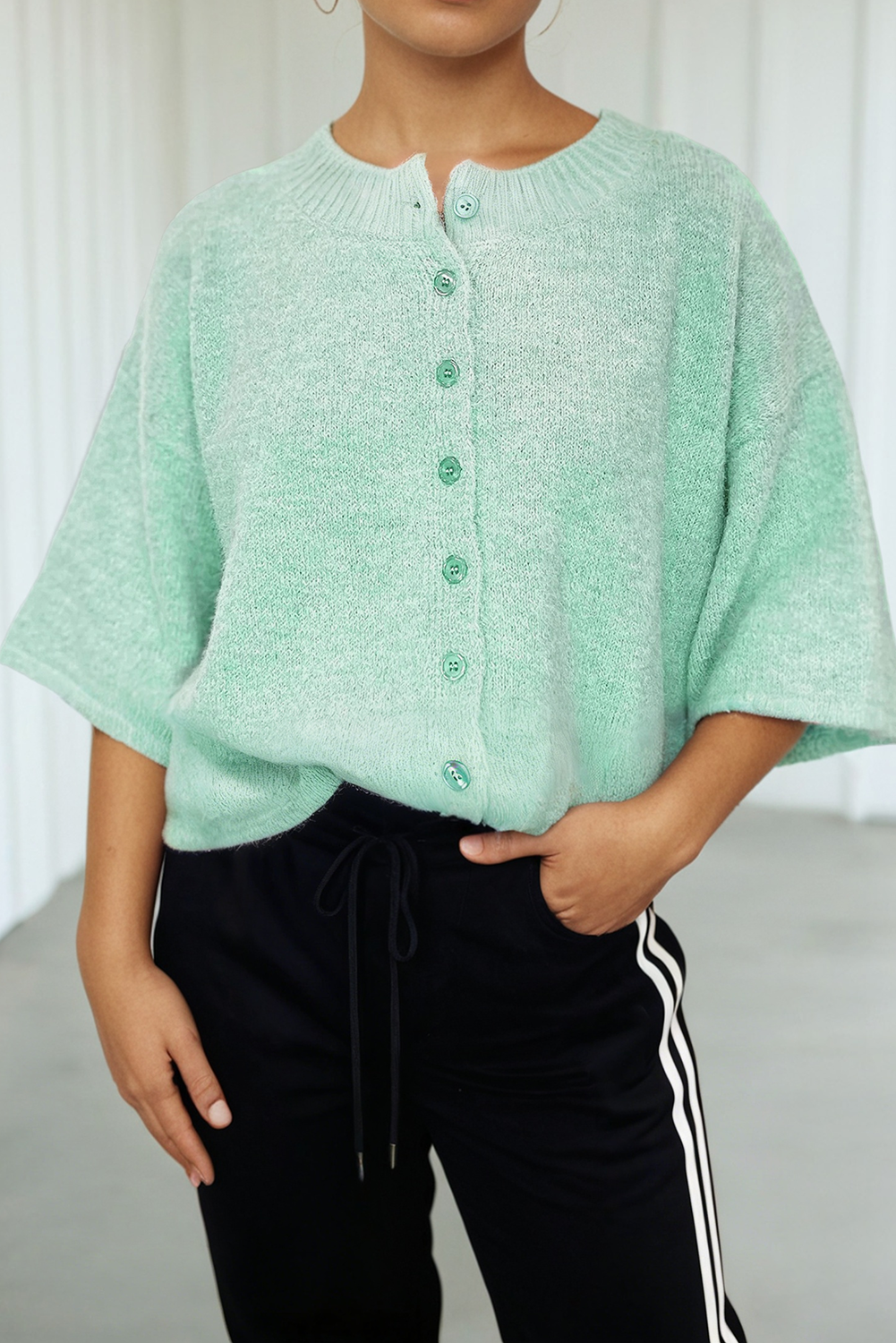 Bree Boxy Knit Button Down Sweater