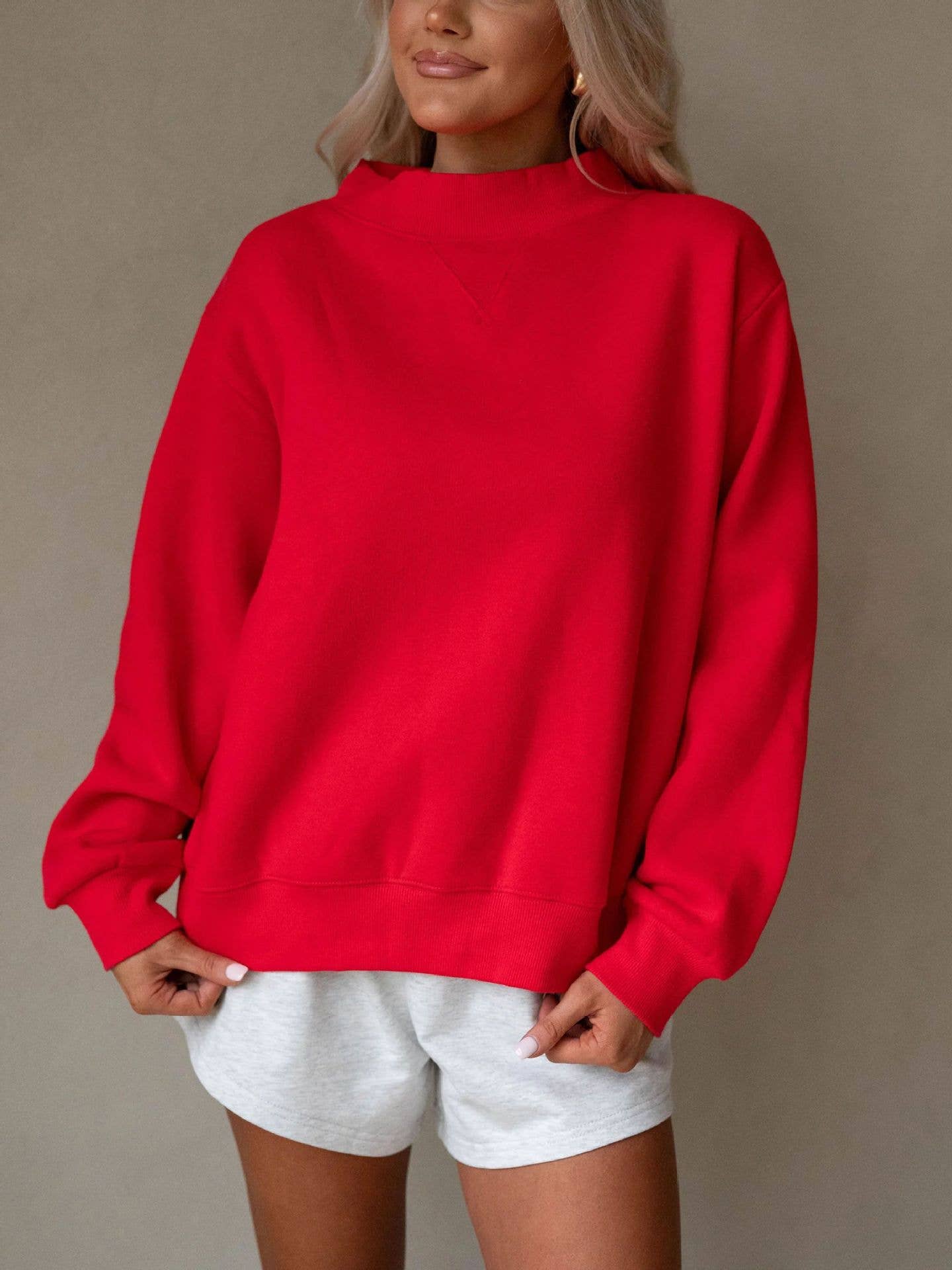 Ready in Red Fleece Mock Neck
