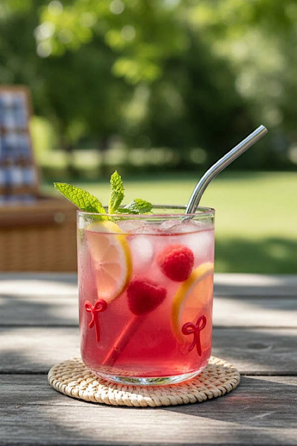Red Bow Drinking Glass