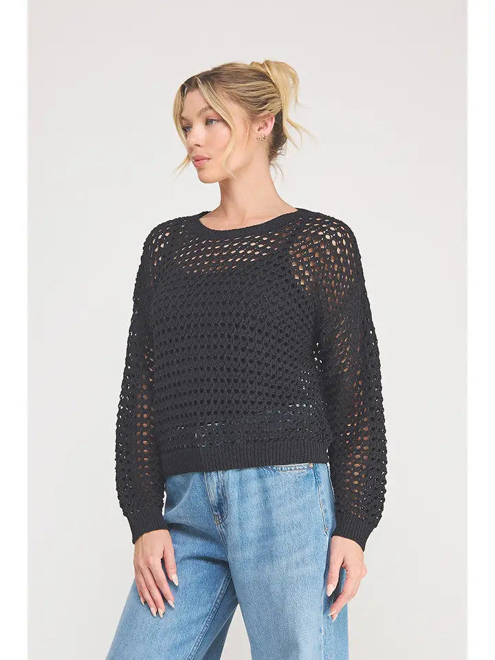 Midnight Charm Pointelle Sweater