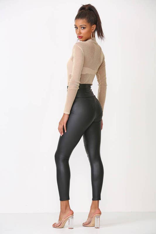 High waist faux leather legging