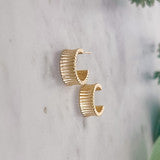 Gold Dipped Ribbed Huggie Earrings