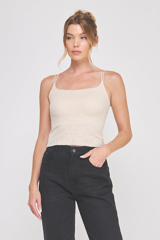 Floral Lace Knit Bralette Cami