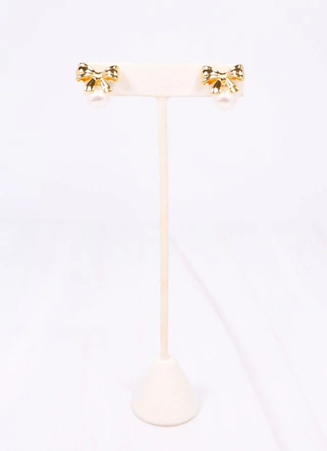 Tunie Bow Earring with Pearl GOLD