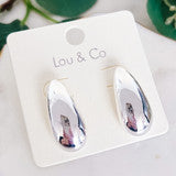 Oblong Teardrop Stud Earrings