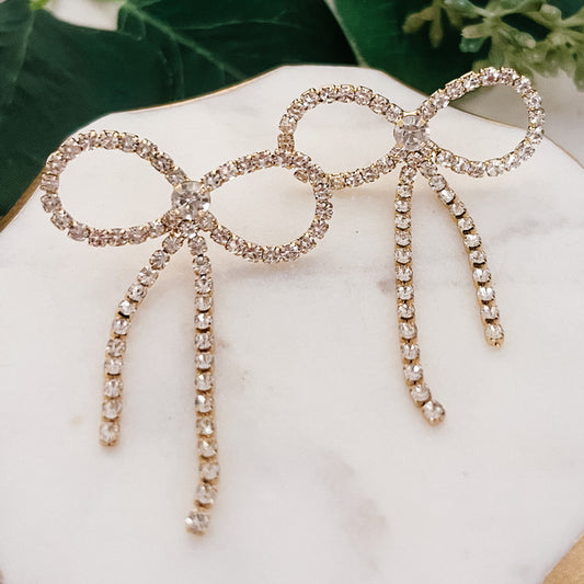 Crystal Stone Bow Earrings