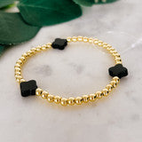 Stainless Steel Stretch Bracelet With Clover