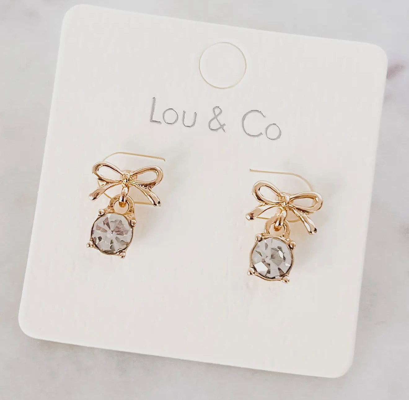 Bow Earring With Glass Stone