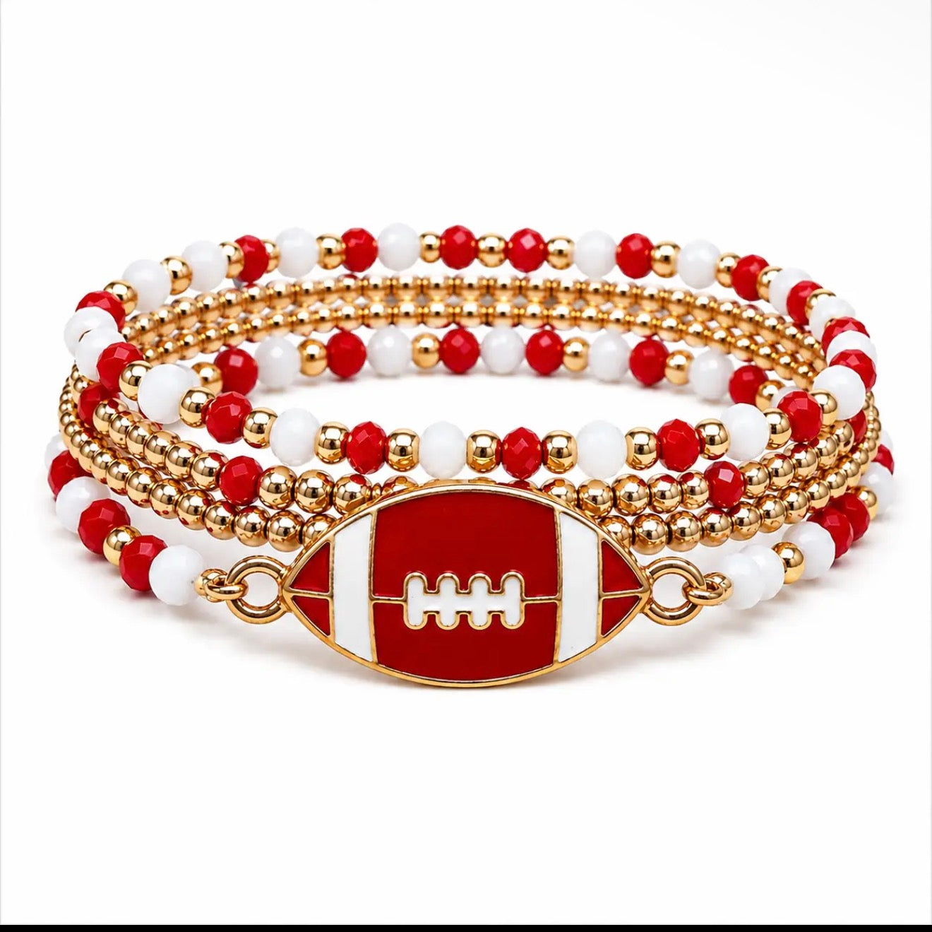 Football Beaded Stack Bracelet