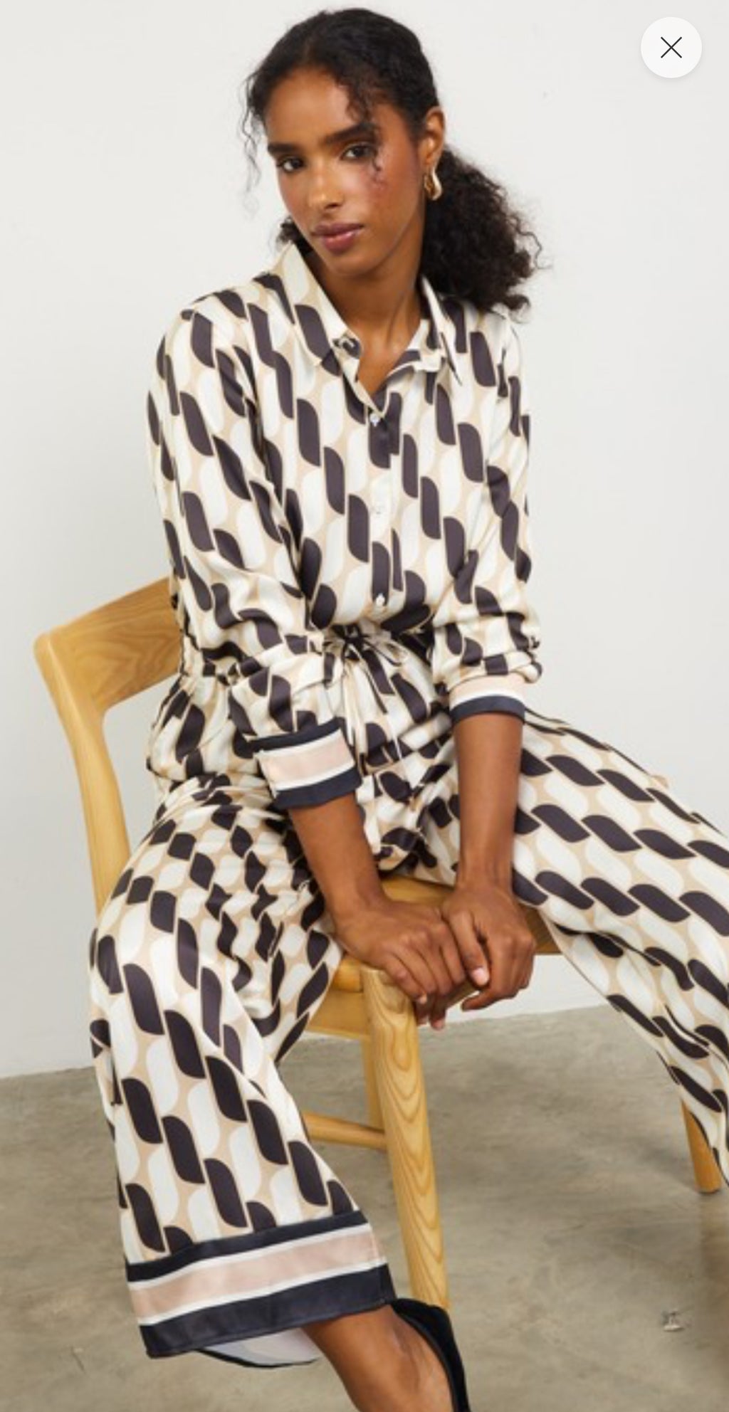 Printed Button Down Blouse