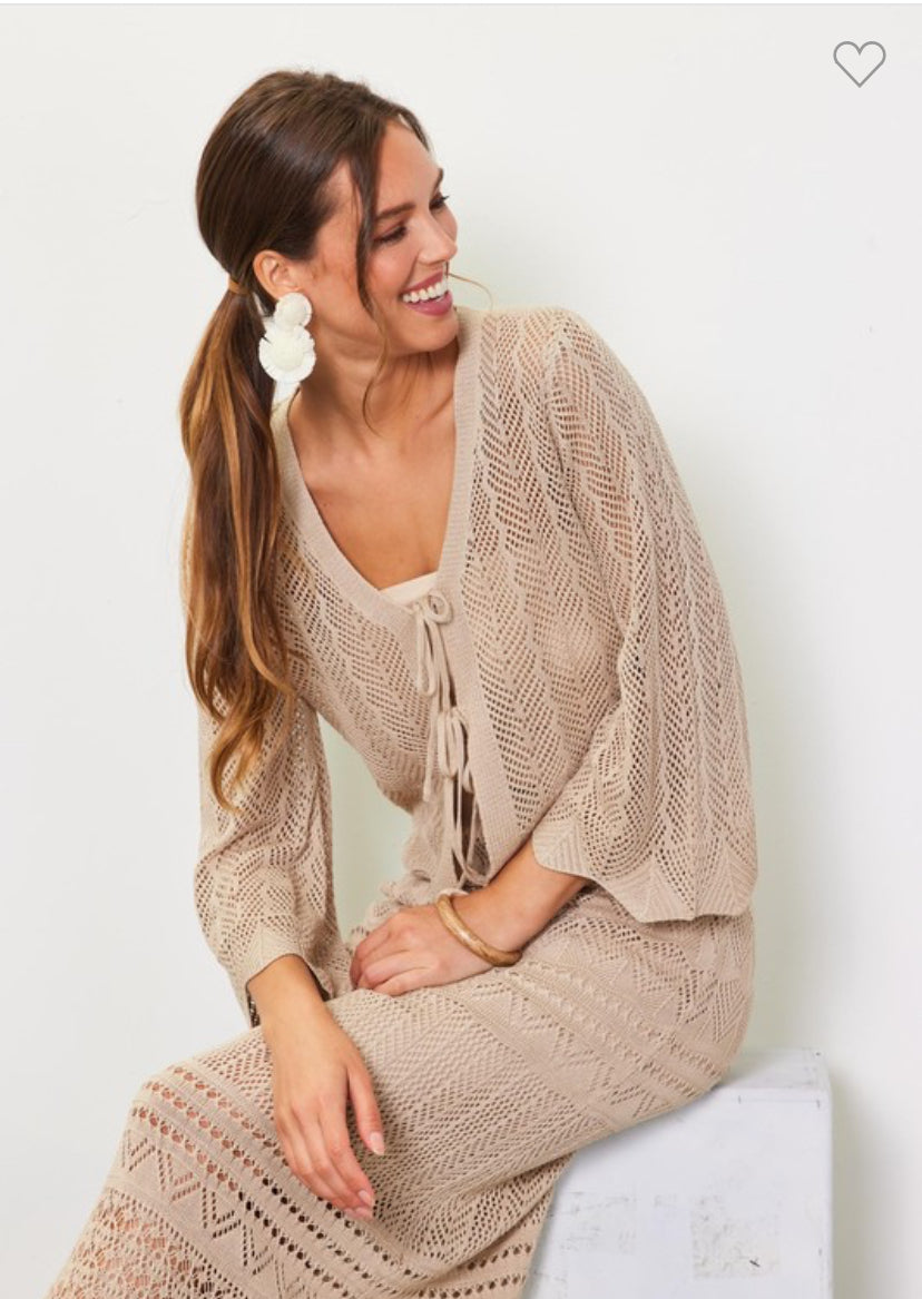 Lorena Open Knit Cardigan and Skirt Set