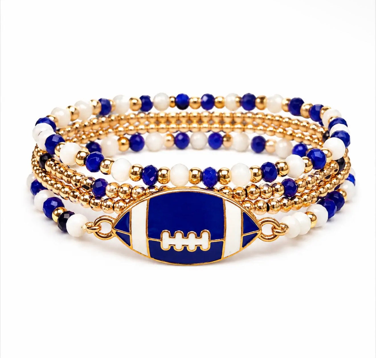 Football Beaded Stack Bracelet