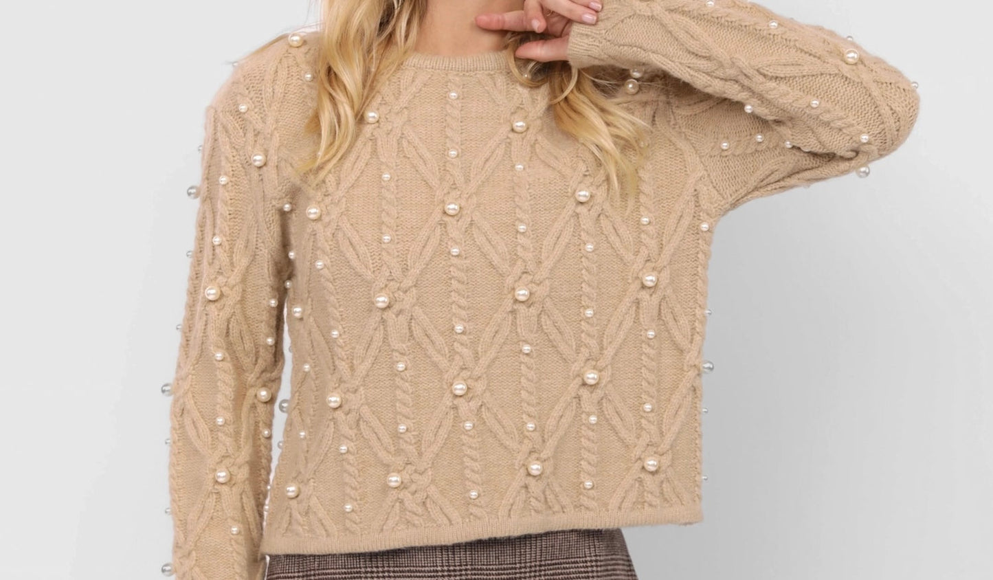 Sadie and Sage Darla Pearl Embellished Sweater