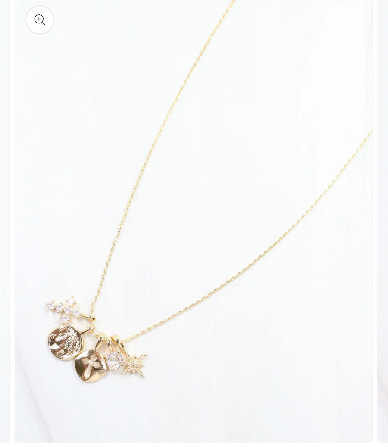 Cross and Coin Charm Necklace Set