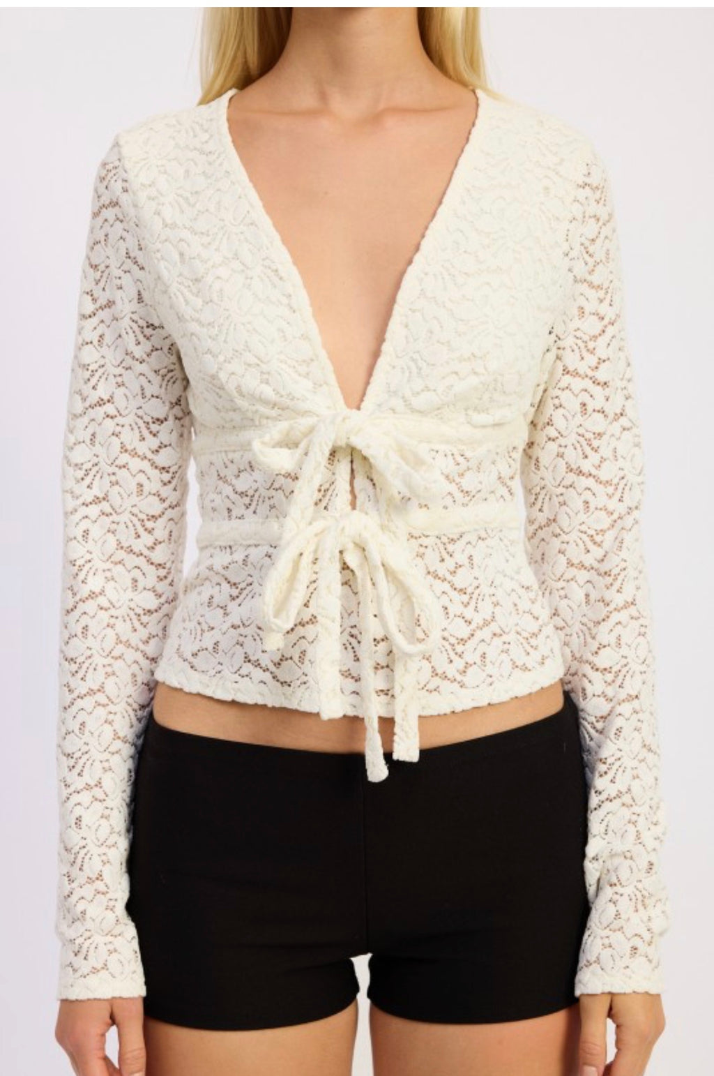 Loving Lace Tie Front Top