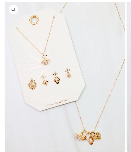 Star and Heart Charm Necklace Set