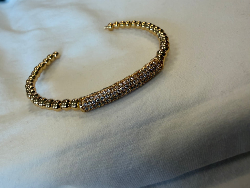 Gold Beaded Bangle Bracelet