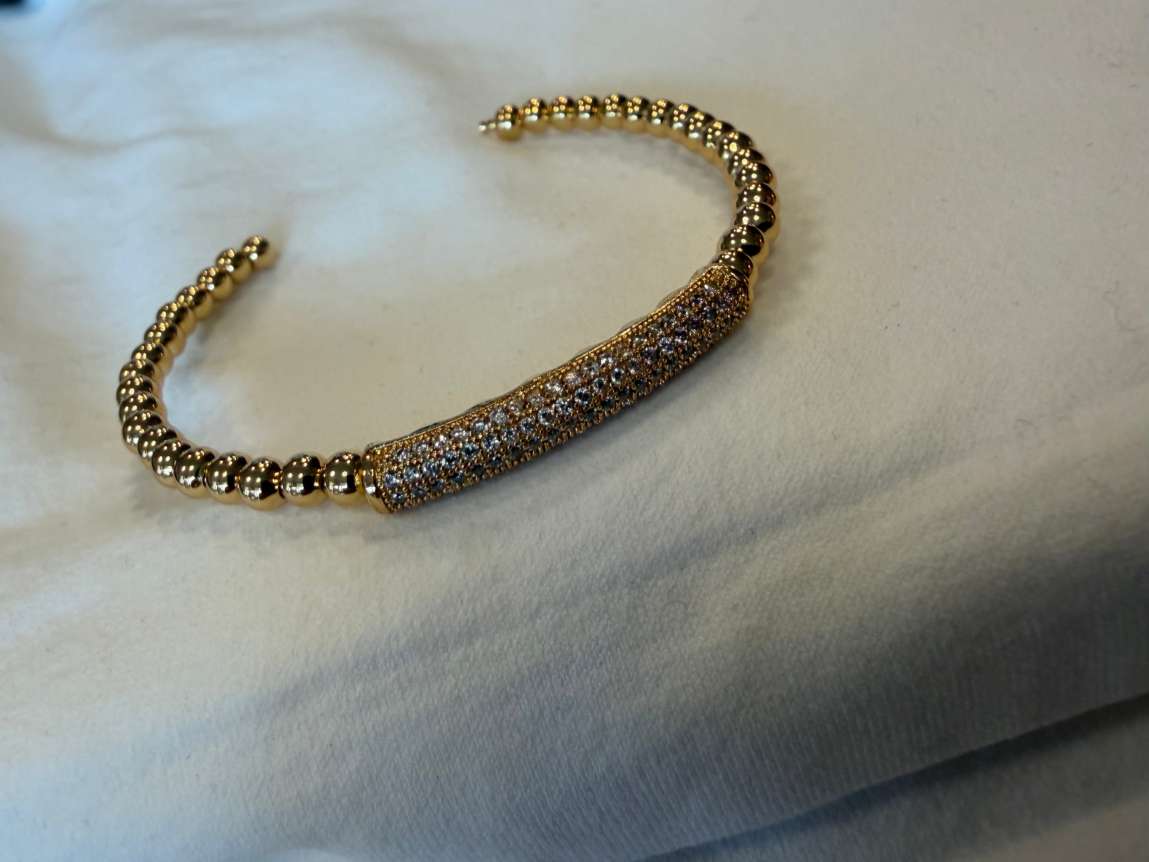 Gold Beaded Bangle Bracelet