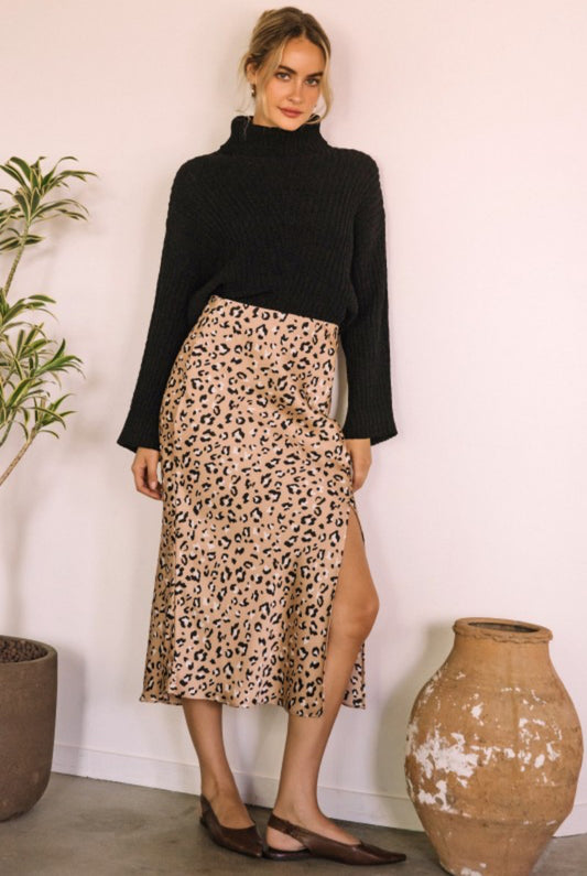 Lila Leopard Midi Skirt
