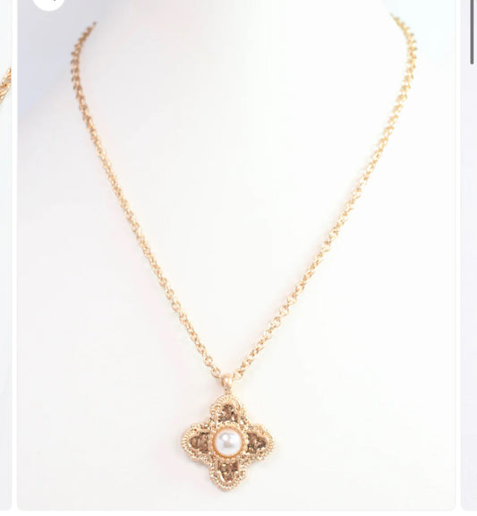 Paulina Pearl Cross Necklace