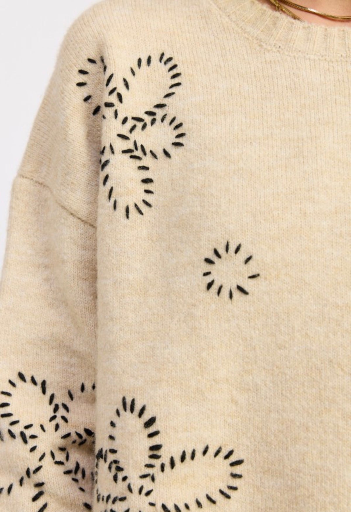 Floral Whipstitch Sweater