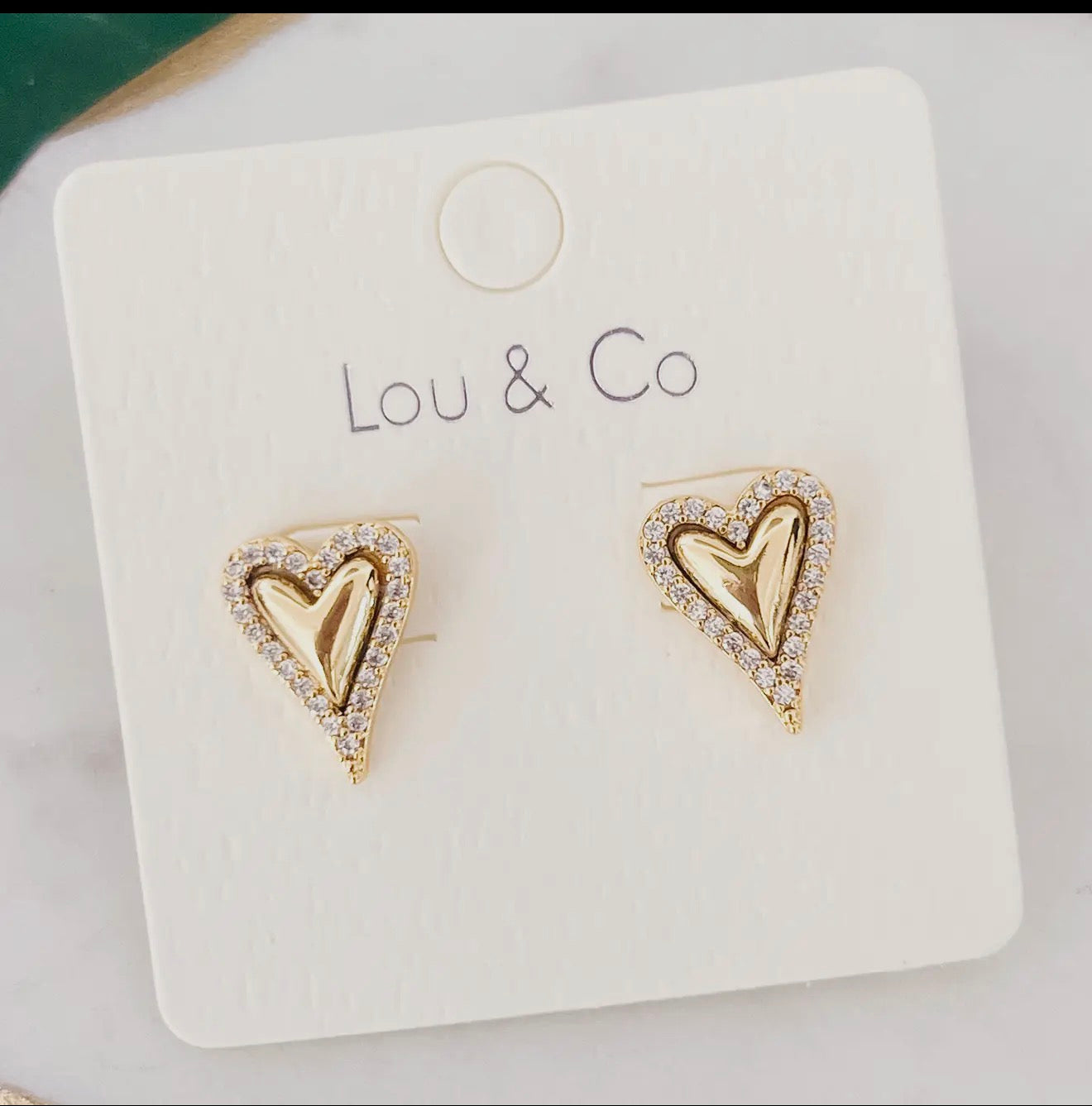 CZ Heart Stud Earring
