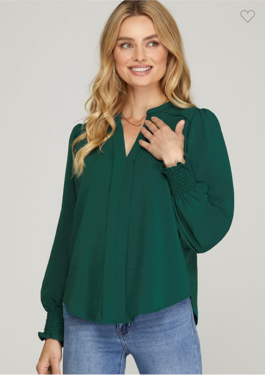 Peacock Smocked Sleeve Top