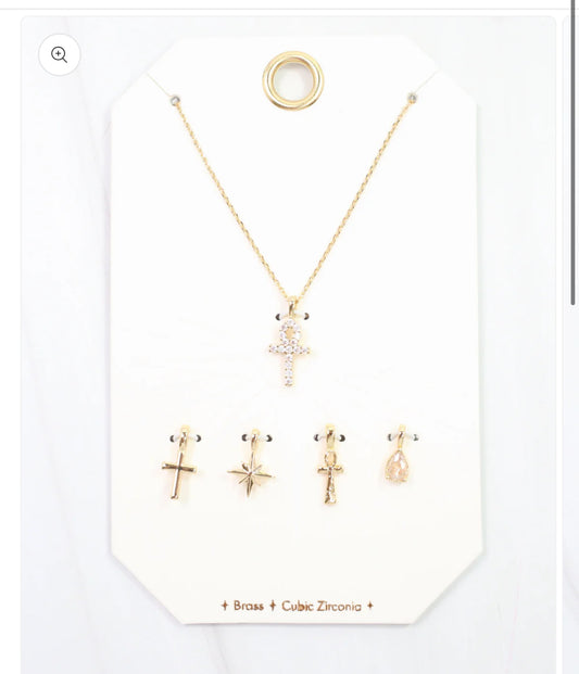 Ankh and Cross Charm Necklace Set