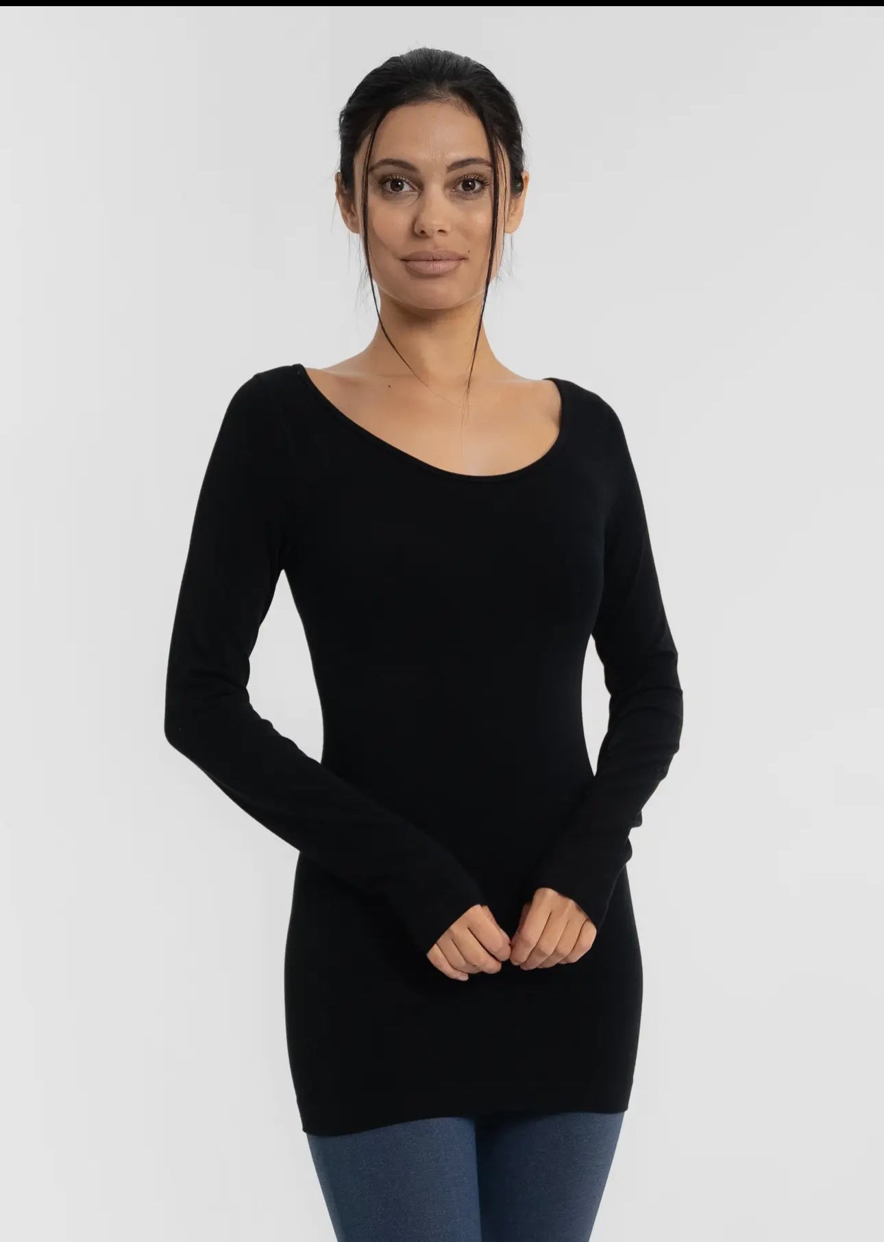 Elayna Essential Long Sleeve Top in Black or White