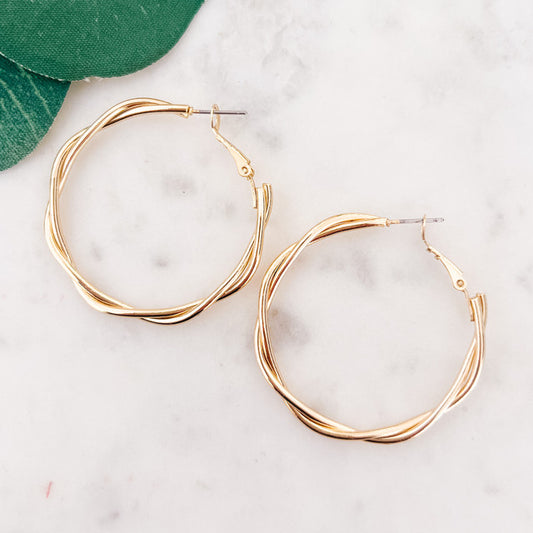 Twisted hoop earrings  1.5"