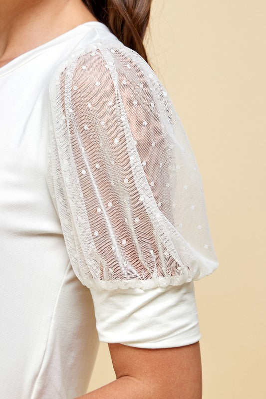 Susan Solid Top with Mesh Sleeve