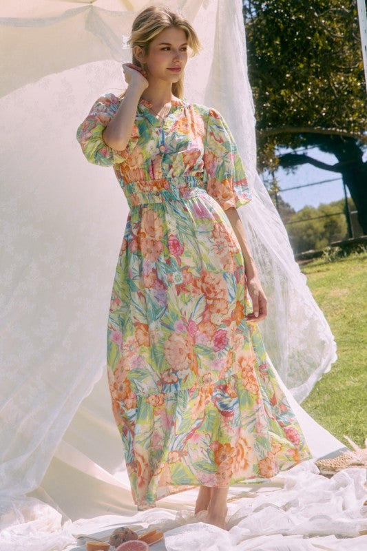 Mara Floral Midi Dress