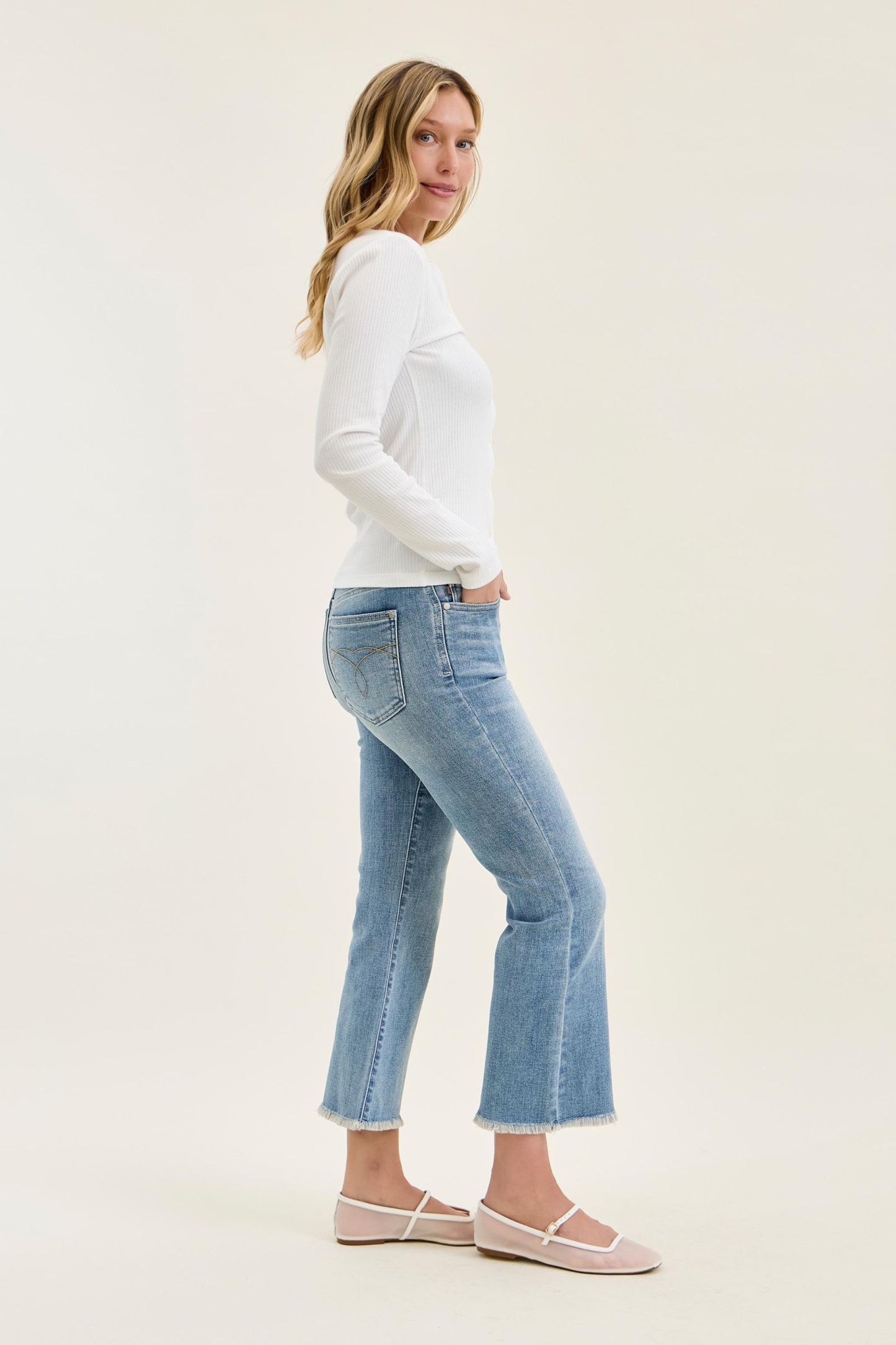JB Kick Flare Frayed Hem