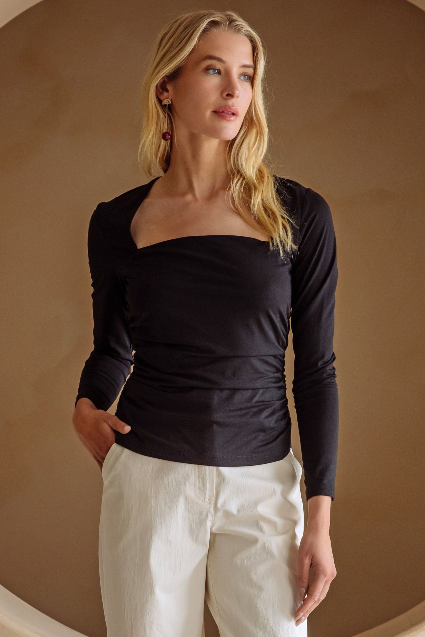 Regina Rushed Long Sleeve Top
