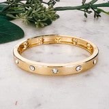 Hinged Bracelet With Stone Details - Gold