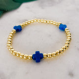 Stainless Steel Stretch Bracelet With Cross Detail