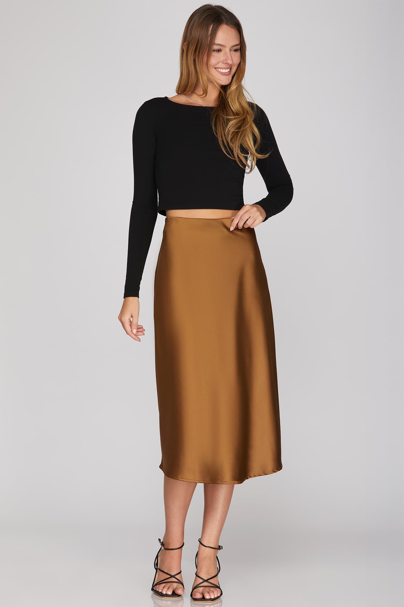 Sara Satin Midi Skirt