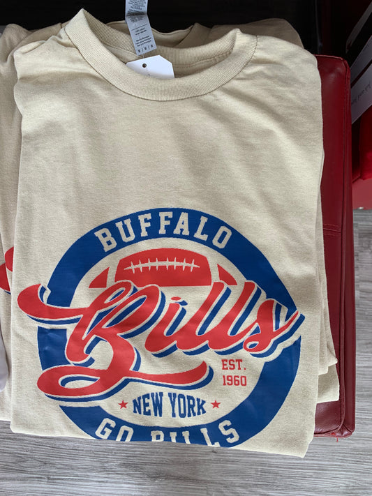 Go Bills Graphic Tee in Tan and Blue