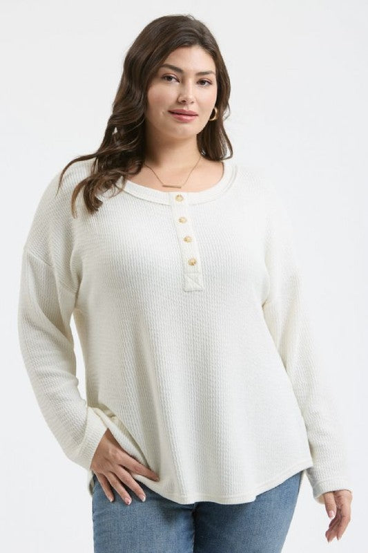 Curvy Elsie Waffle Knit Top